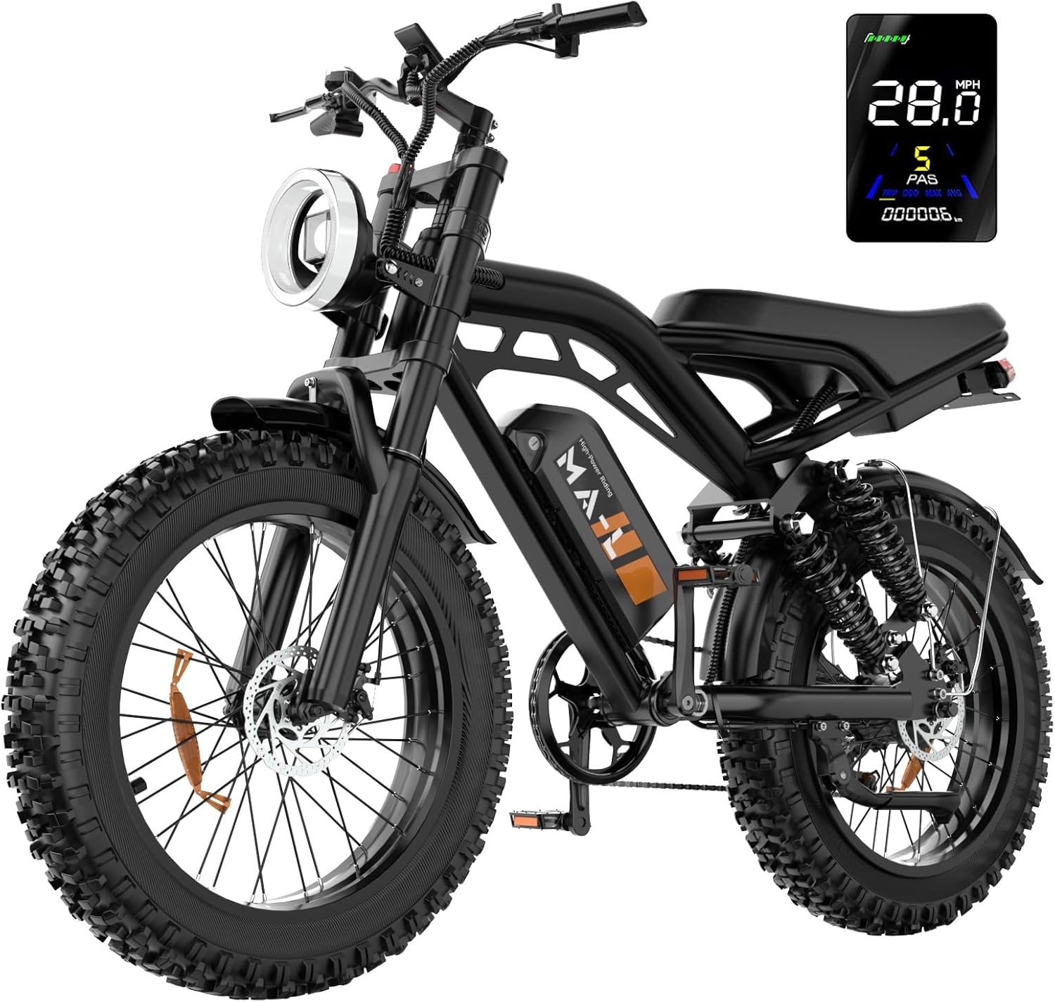 Electric Bike for Adults - 20 x 4 Inch Fat Tire Ebike, 750W/Peak 1500W Dual Motor Ebike, 48V15.6AH Detachable Battery, 4 Riding Modes Electric Dirt Bike, 7 Speed Electric Motorcycle, UL 2849